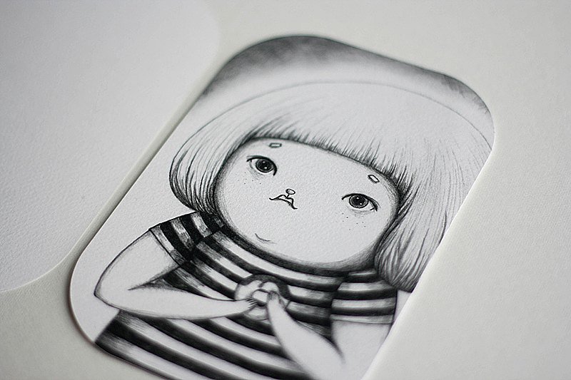 【黑白系∙大圆角明信片】甜甜圈是胖子伤心的所在 - 卡片/明信片 - 纸 黑色