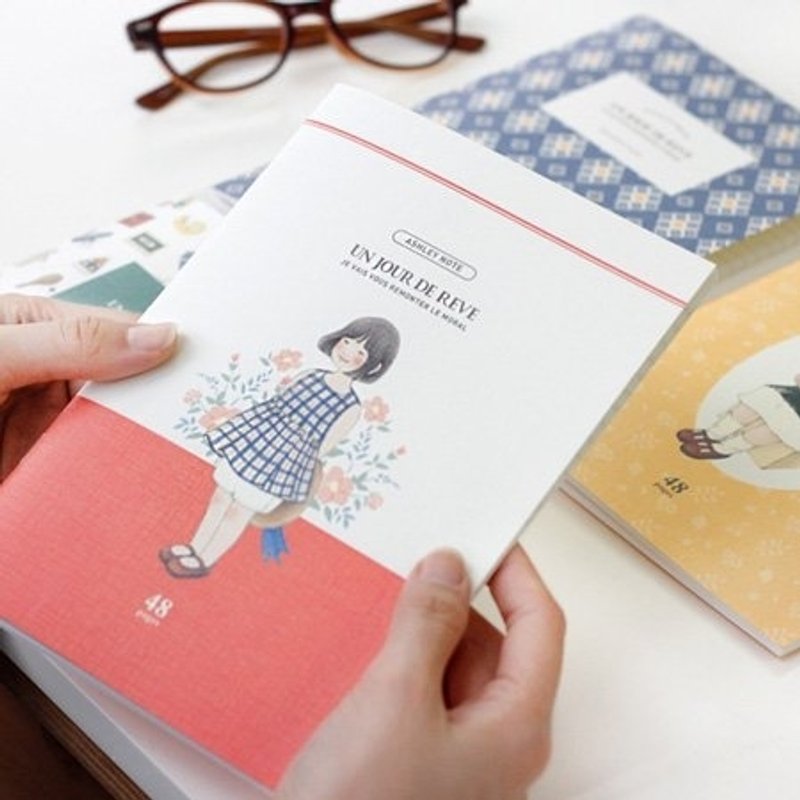 Dessin x Iconic-Ashley条纹笔记本A5-小女孩,ICO80916 - 笔记本/手帐 - 纸 多色