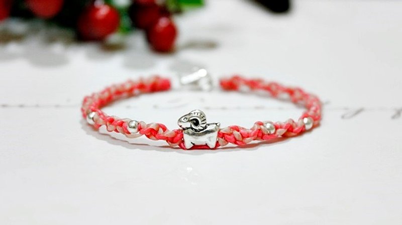 泰国蚕丝蜡线X银饰_羊年如意 //可以自选颜色// - 手链/手环 - 蜡 粉红色