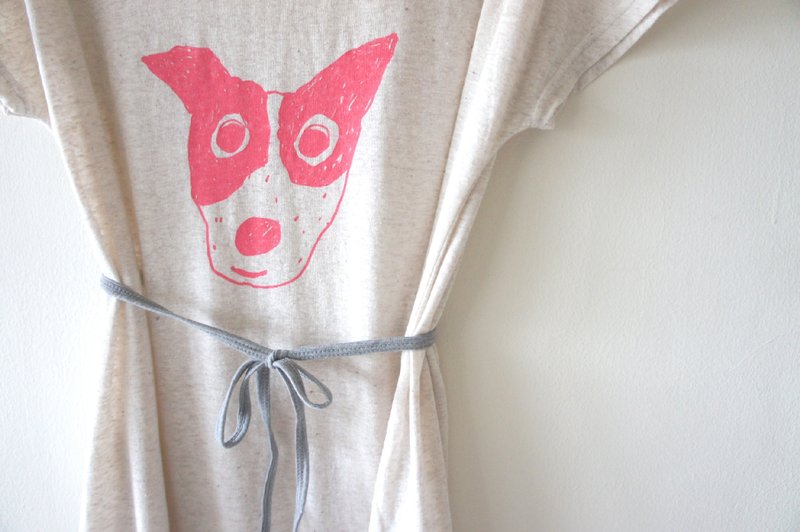 最后一件＊米白色长长口袋洋装 ✱ I love Panda - 洋装/连衣裙 - 棉．麻 白色