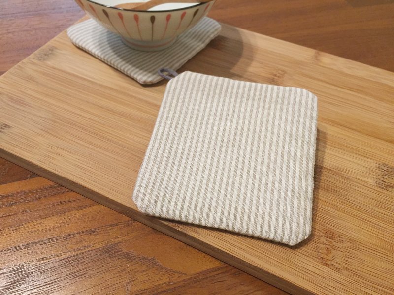 手作杯垫-简单直纹/米色 (一组2个) - 摆饰 - 棉．麻 卡其色