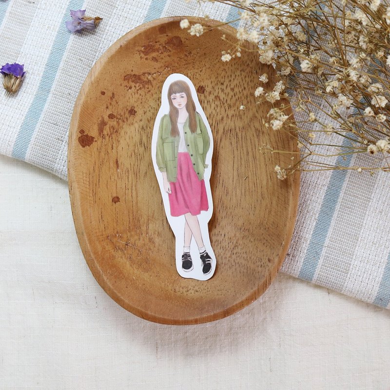妃炫少女 全身 贴纸 - 桃红裤裙 - 贴纸 - 纸 