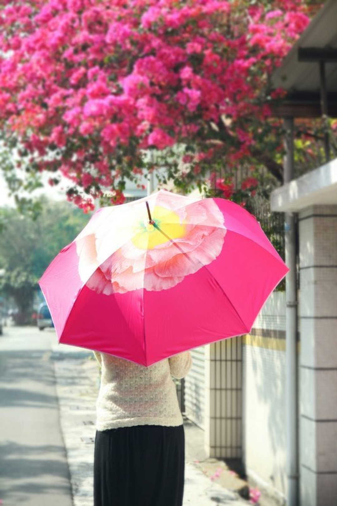 【7折优惠，原价980元】花开好心情设计款直杆阳伞/雨伞， - 其他 - 防水材质 红色