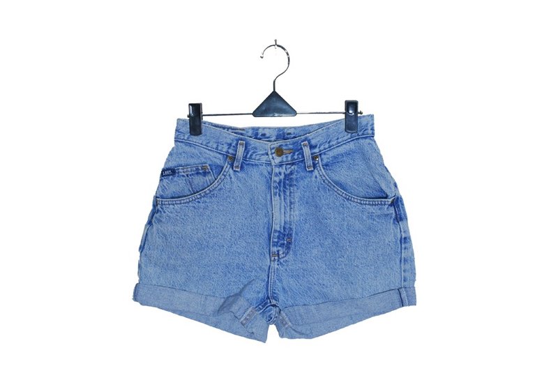 {:::Giraffe 长颈鹿人:::}_Lee牛仔短裤高腰浅雪蓝刷色美国制 - 女装长裤 - 其他材质 蓝色