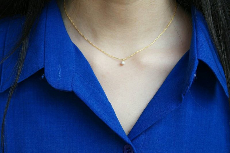 《经典系列》银雪森林之小雪球 极细锁骨链 - 锁骨链 - 宝石 