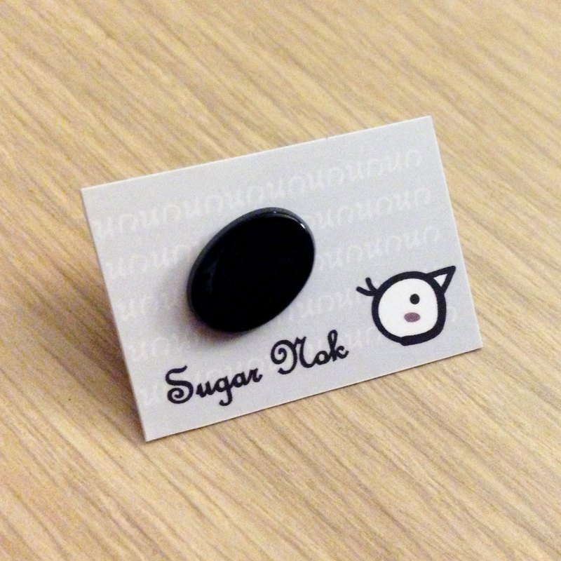 单身几何。天然石抗敏耳环系列 (黑玛瑙) - 耳环/耳夹 - 宝石 黑色