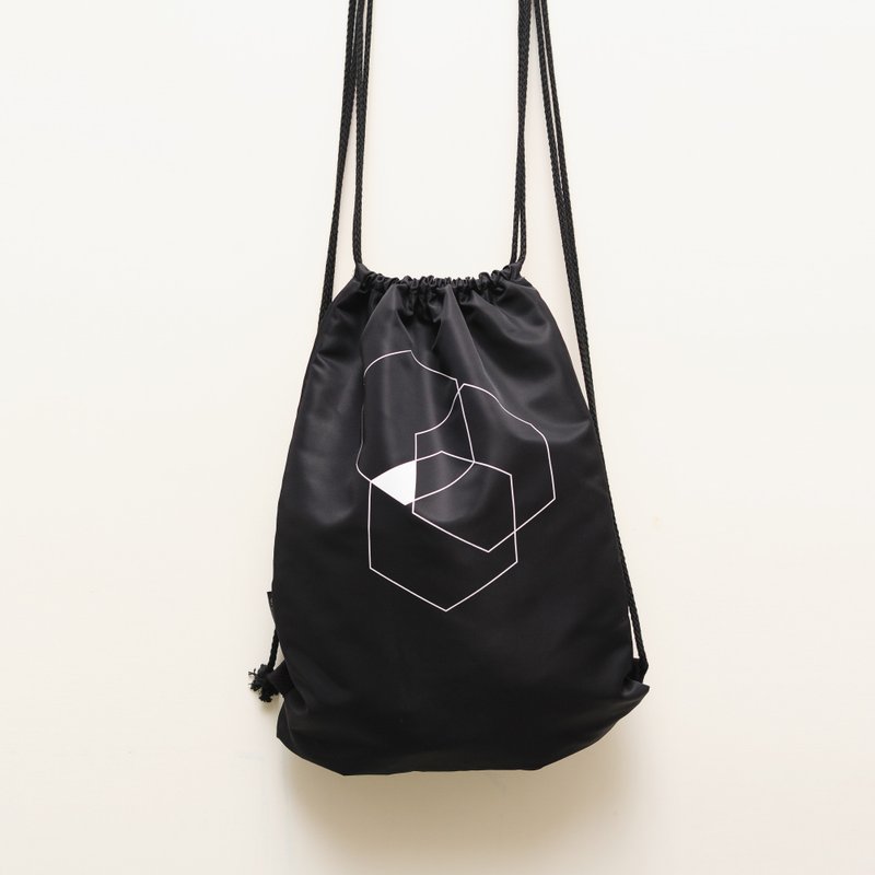 黑大阪束口包/多边/ - 束口袋双肩包 - 其他材质 黑色