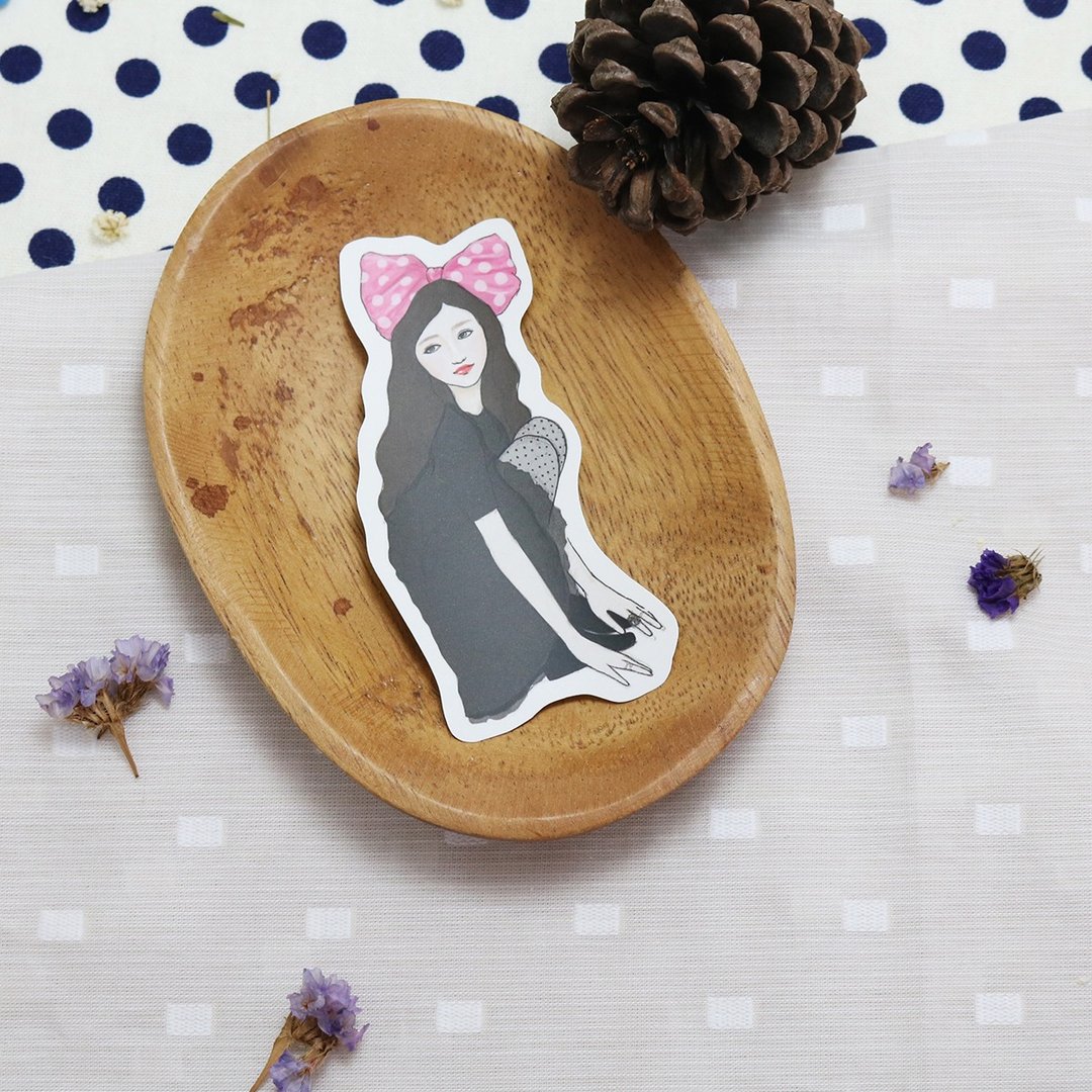 Bon Bon Stickers 大蝴蝶结女孩 贴纸 - 贴纸 - 纸 黑色