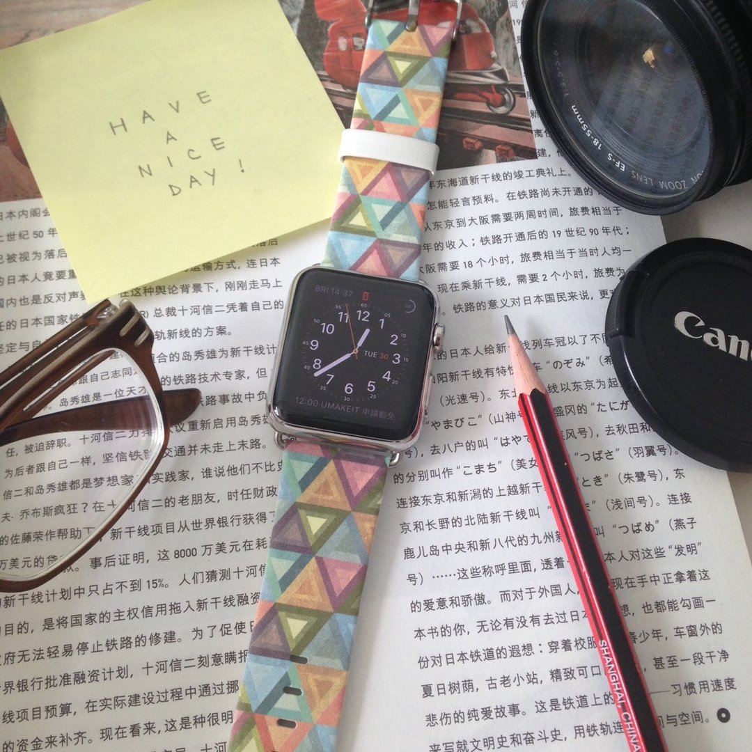 Apple Watch Series 1 - 5 三角彩绘真皮表带 38 40 42 44 mm  8 - 其他 - 真皮 
