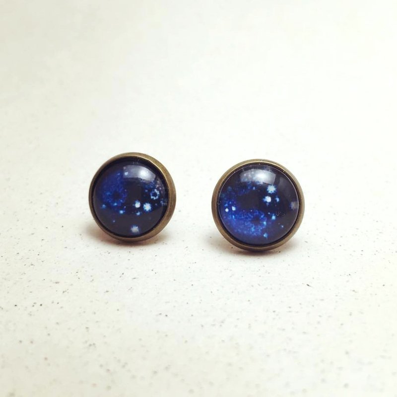 △ 古铜手作耳环〖圣诞系列〗爱恋零度C - 耳环/耳夹 - 其他金属 蓝色