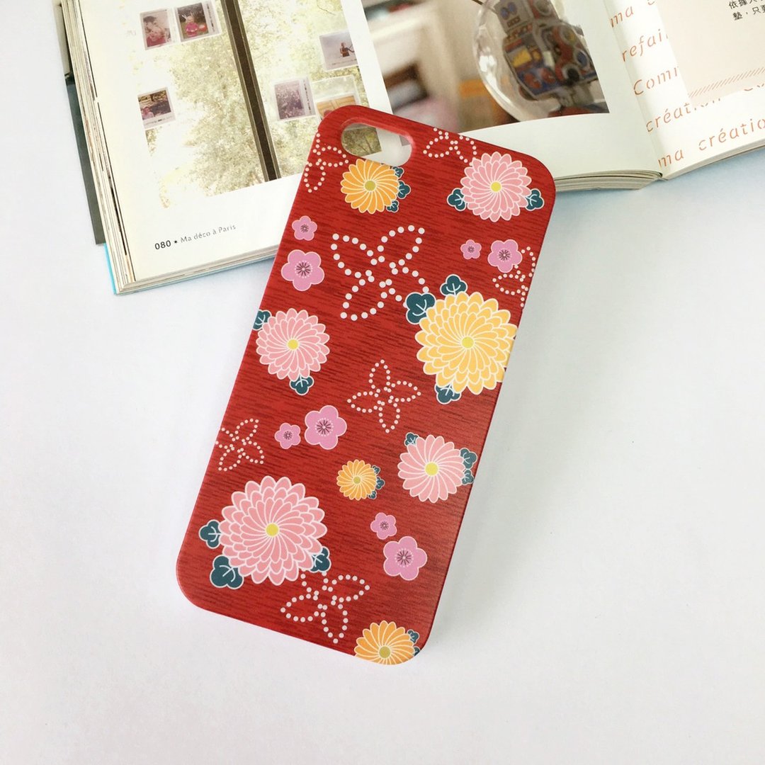 香港原创设计 日本红色和服花纹图案  iPhone X,  iPhone 8,  iPhone 8 Plus, iPhone 7, iPhone 7 Plus, iphone 6/6S , iphone 6/6S PLUS, Samsung Galaxy Note 7 透明手机壳 - 手机壳/手机套 - 塑料 红色