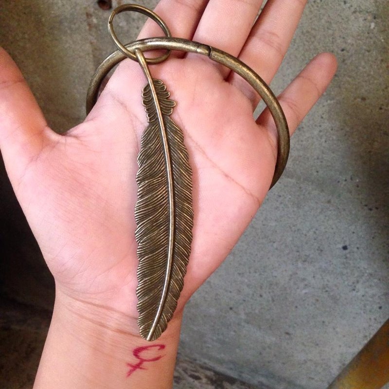 钥匙圈/仿旧复古守门人大钥匙圈-Feather纯净坚毅超大羽毛款(古铜色款) - 钥匙链/钥匙包 - 其他金属 