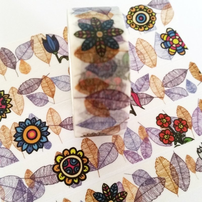 纸胶带 彩花叶脉 - 纸胶带 - 纸 