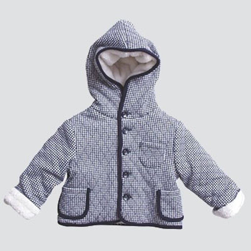 千鸟纹深蓝色绒毛外套 - 其他 - 纸 蓝色