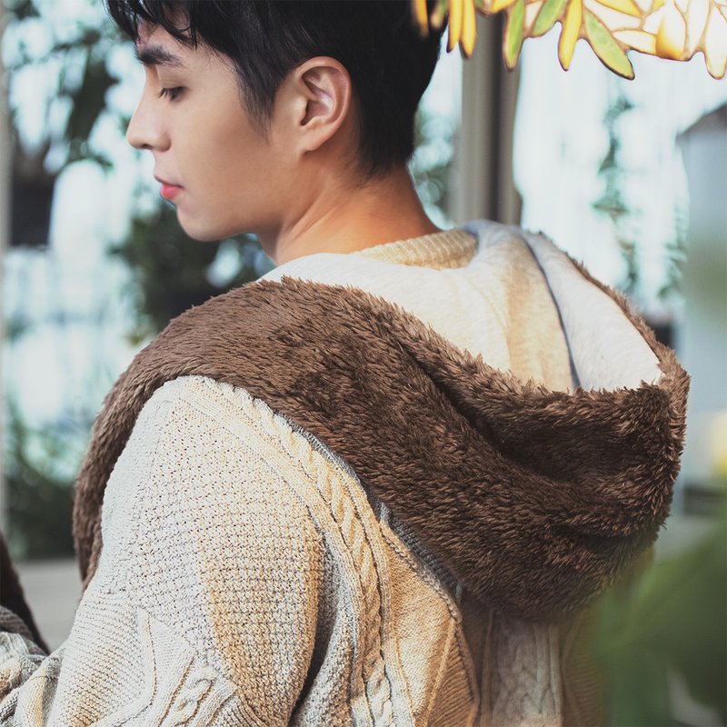 日暮里男子_全系列 * 连帽围巾 - 围巾/披肩 - 棉．麻 咖啡色