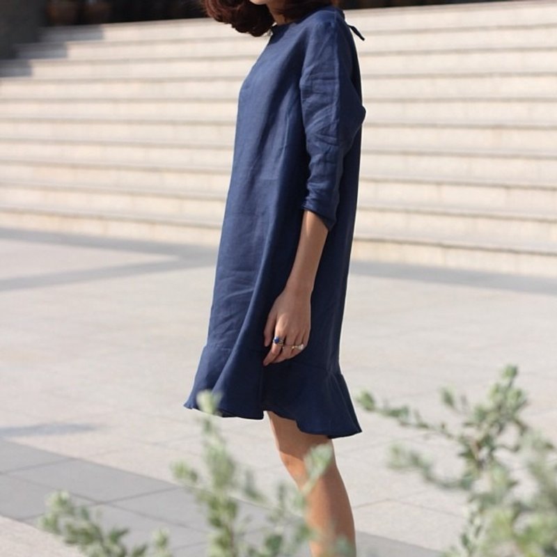 KIKI 小姐的蓝莓夜 - 长袖洋装 - 洋装/连衣裙 - 其他材质 蓝色