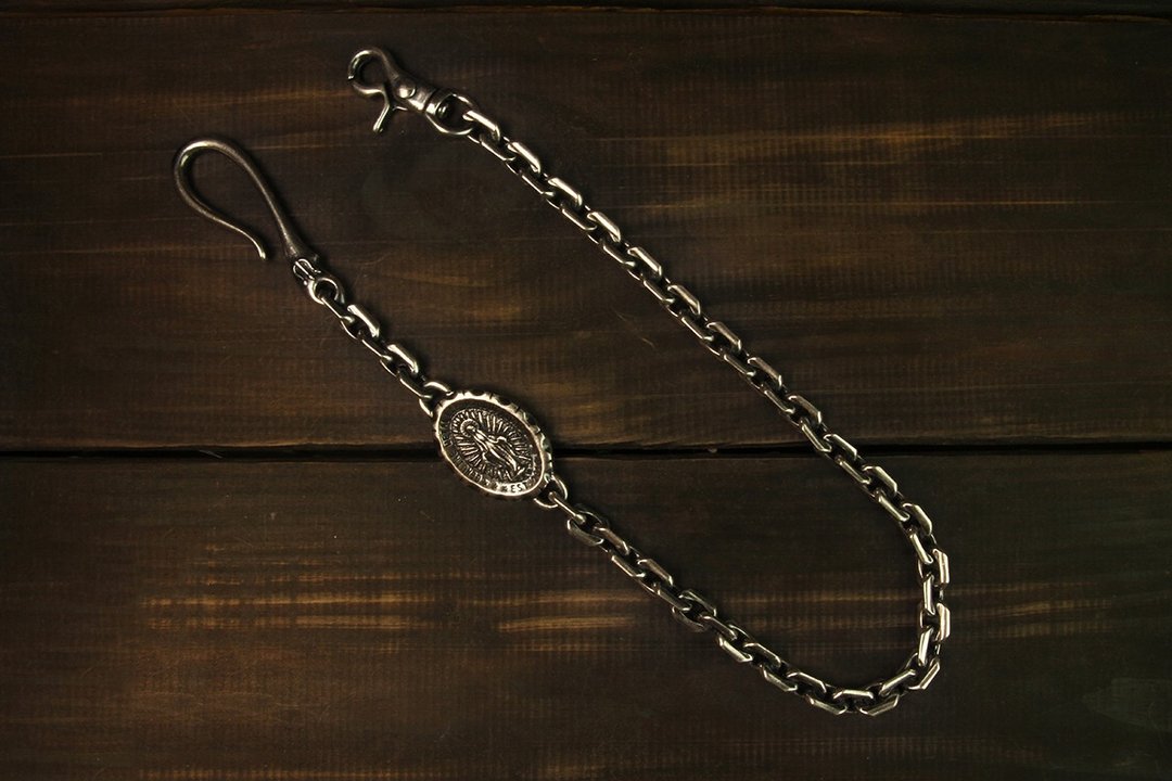 Classic Hook with Virgin Mary Wallet Chain 经典大勾大圣母圆牌腰链削边链款（电镀纯银） - 其他 - 其他金属 