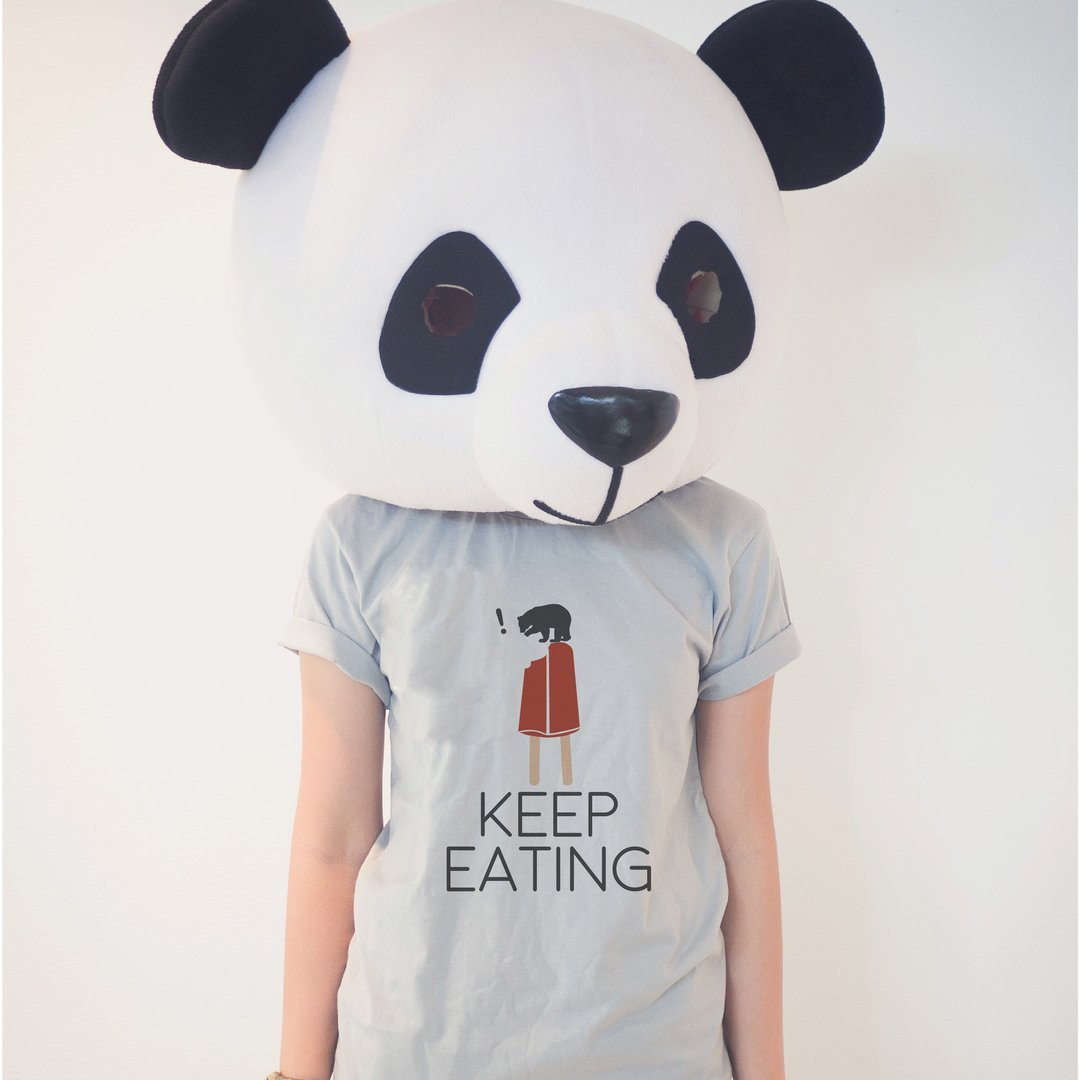'KEEP EATING' 随着温度改变颜色T-shirt - 中性连帽卫衣/T 恤 - 棉 灰色