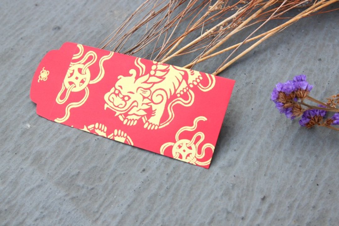 红包袋/中款/祥狮献瑞 -三入 - 红包/春联 - 纸 红色