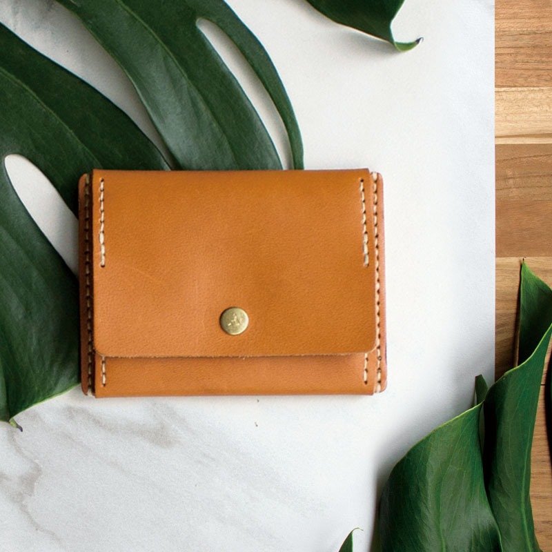 【定制化礼物】真皮手做Diy套组-零钱包/棕色(免费定制刻字) - 皮件 - 真皮 