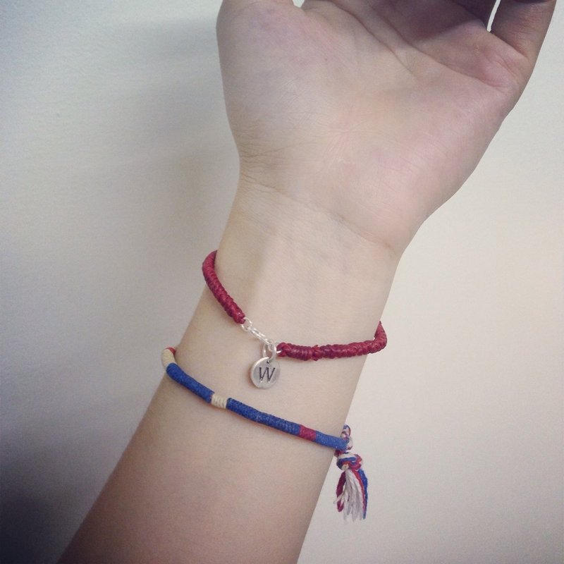 :: KIDDO :: 纯银字母吊牌经典蜡线手链 - 手链/手环 - 其他金属 