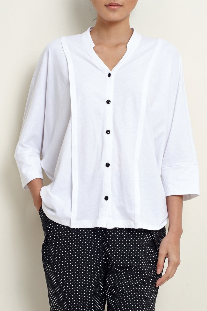 七分袖纯棉宽松上衣 - 女装 T 恤 - 其他材质 白色