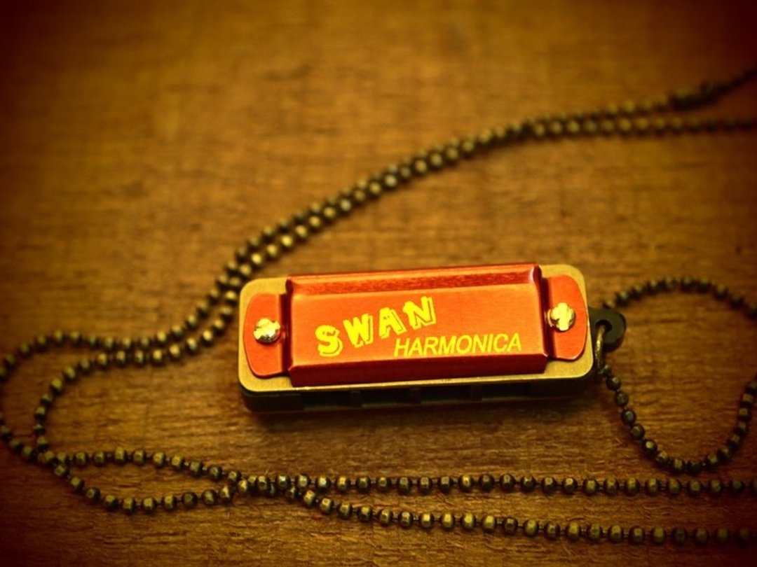 复古迷你小口琴长项链 Mini harmonica 红色 ( 细珠链款） - 项链 - 其他材质 红色