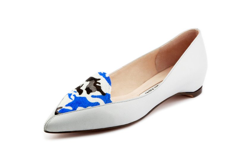 T FOR KENT｜心碎了 BROKENHEARTED 尖头平底鞋(蓝灰迷彩/灰色) - 女款休闲鞋 - 真皮 灰色