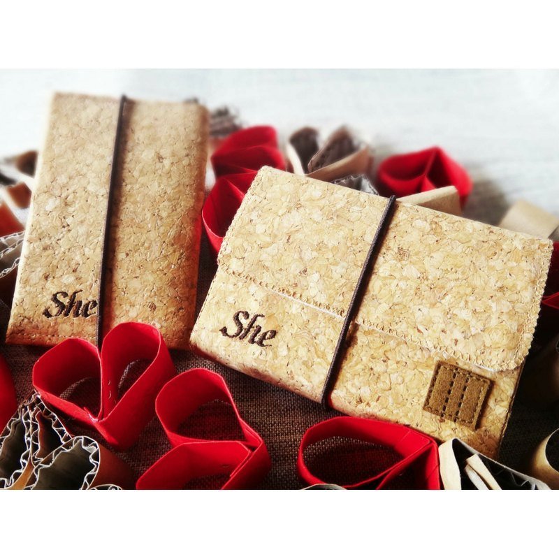 情人节特别 “情人水松卡片包+零钱包套装”专程订造，送给特别的他／她的难忘礼物 - 零钱包 - 植物．花 