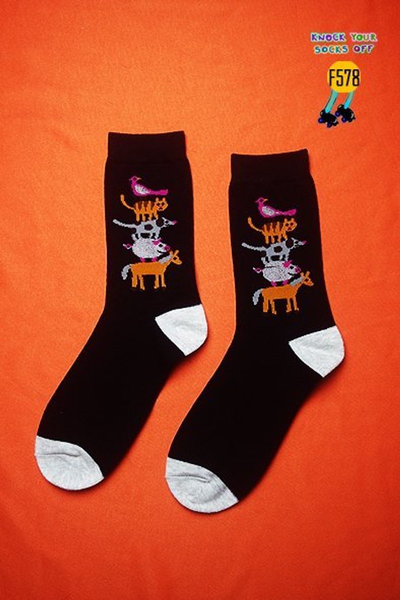 动物叠叠乐袜!!夏漪眺=knock your socks off !! - 袜子 - 其他材质 黑色