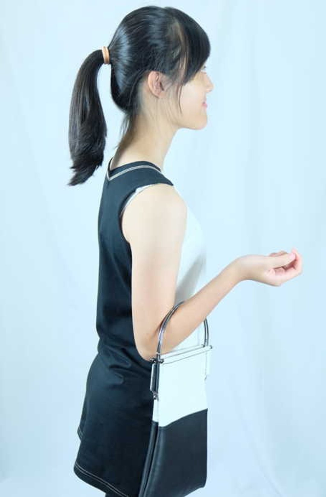 Gain Giogio素面撞色长版背心T - 女装 T 恤 - 棉 白色