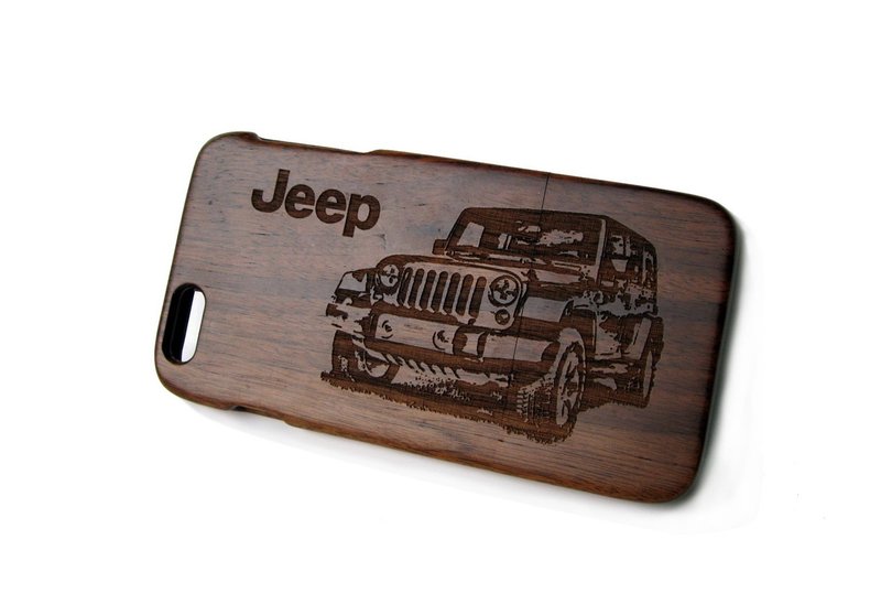 原木iPhone手機殼，純木三星Samsung手機殼, 實木iPhone 6s/6s plus/6/6plus/5s/5/5c/4/4s手機殼，木三星Samsung galaxy S6/Note4/Note3/S5/S4手機殼，創意禮品, Jeep，可免費雕刻字 - 手机壳/手机套 - 木头 