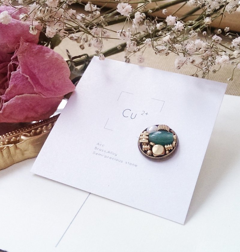 独家设计 手工珠宝盒大耳环(单) / 复刻系 东菱玉 - 耳环/耳夹 - 其他金属 绿色