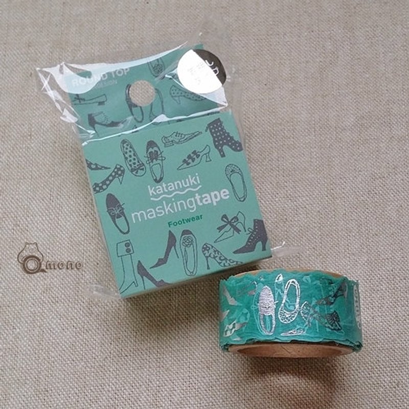 ROUND TOP 箔押花边和纸胶带【鞋子 (RT-MK-048)】靴子 皮鞋 高跟鞋 烫银 - 纸胶带 - 纸 绿色