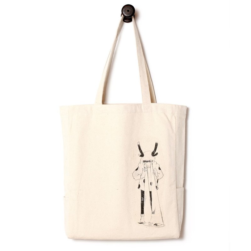 [1day1bagxSmoky no.19]_帆布袋/包包/生日礼物/Smoky联名款 - 侧背包/斜挎包 - 棉．麻 白色