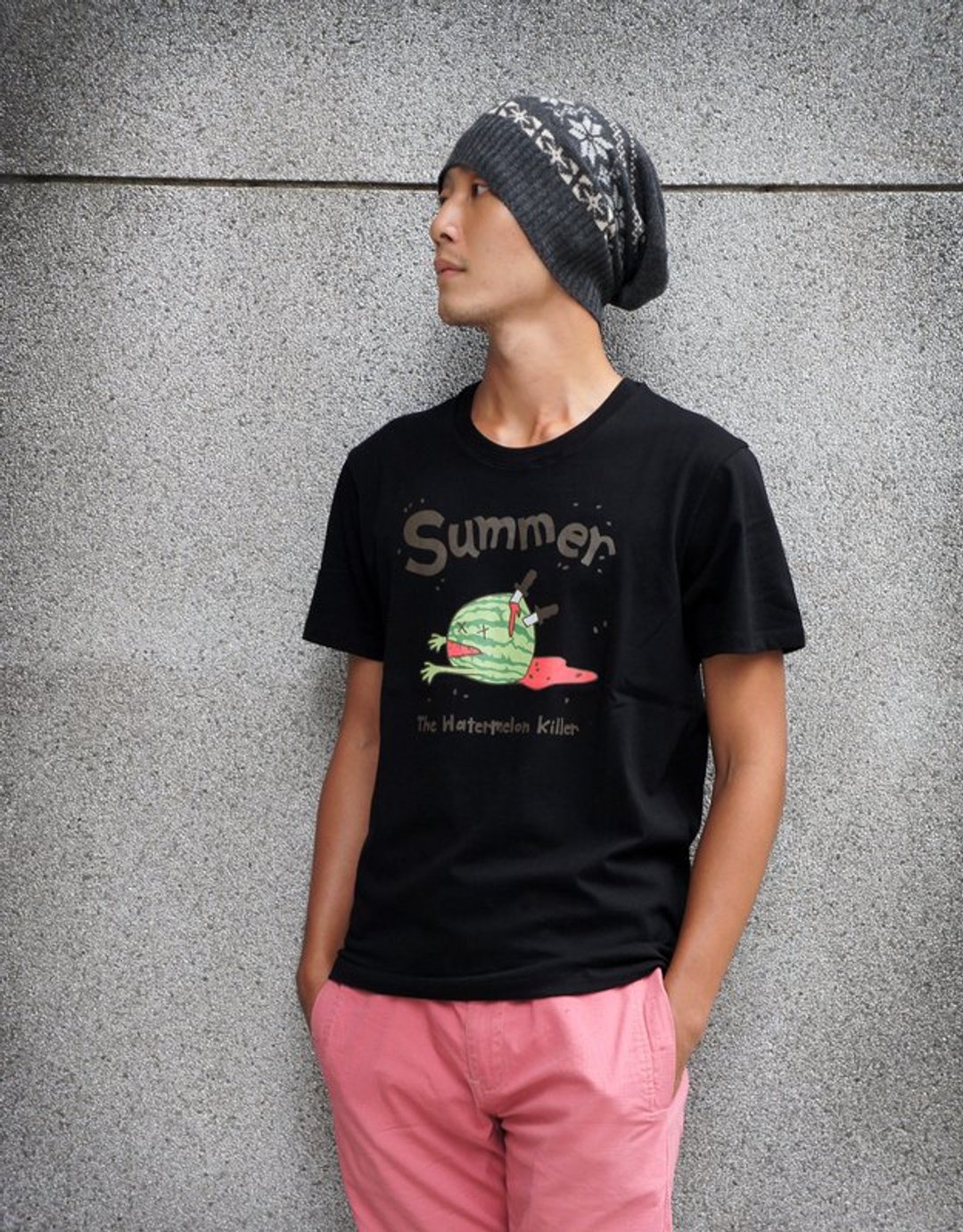 西瓜籽籽 Tshirt　男生黑色 - 男装上衣/T 恤 - 棉 黑色