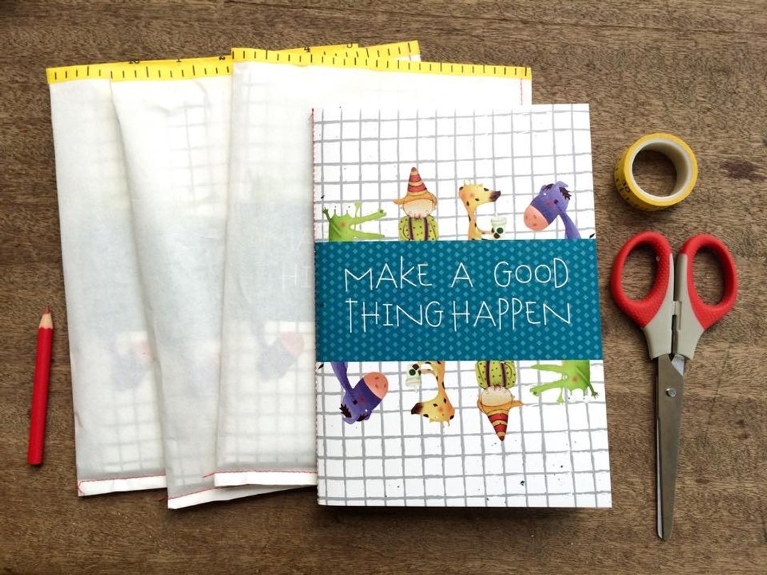 Make a good thing happen A5手工车缝方格笔记本 - 笔记本/手帐 - 纸 
