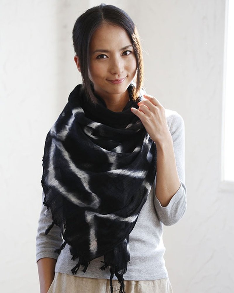 地球树fair trade-“2015 围巾系列”-手织棉麻围巾(黑色) - 丝巾 - 棉．麻 