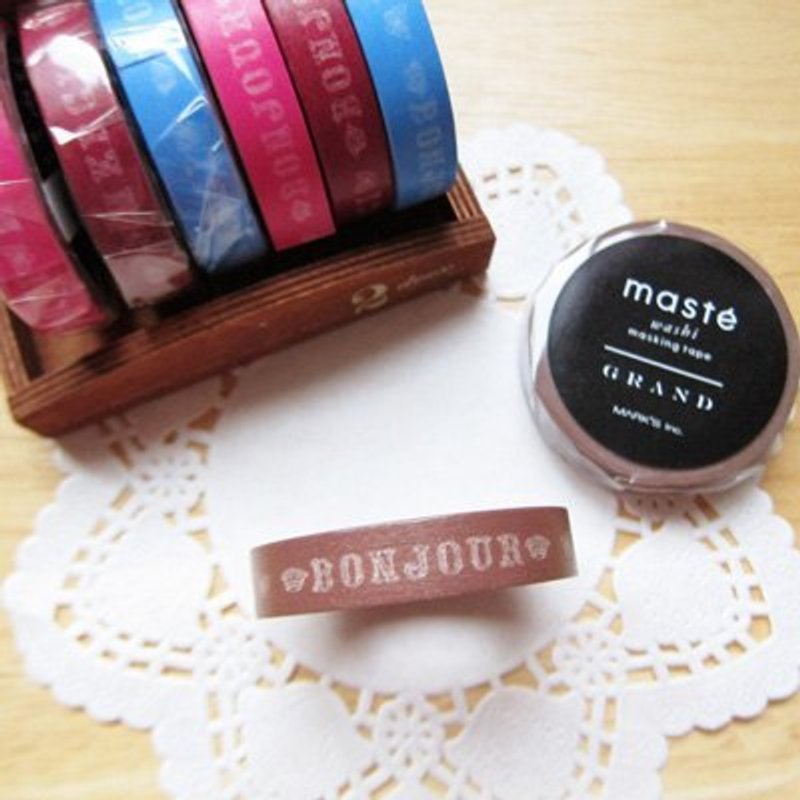 maste Masking Tape 和纸胶带【Bonjour-咖啡 (MSG-MKT12-BR)】 - 纸胶带 - 纸 咖啡色