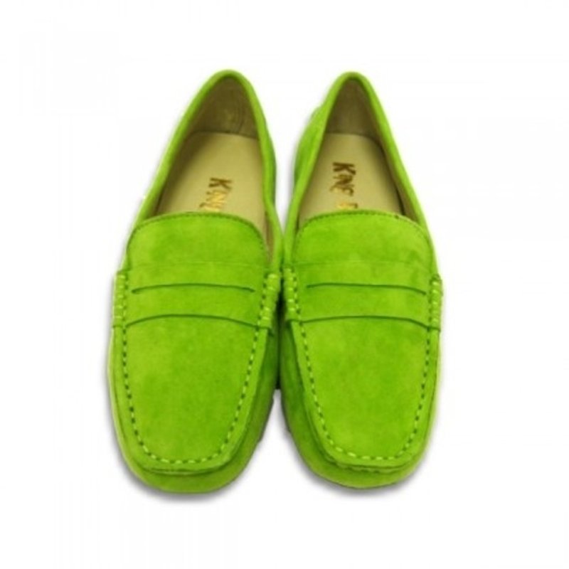 堡贝王真皮手工鞋（女） 羊皮室外鞋【磨砂/胶底/豆青】 - 芭蕾鞋/娃娃鞋 - 真皮 绿色