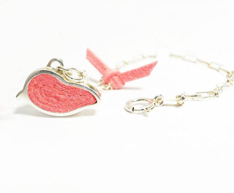 手工纯银手链, 粉红色小鸟手环 - 手链/手环 - 其他金属 粉红色