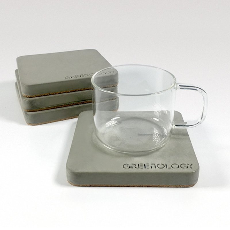 Greenology 水泥杯垫(4件) - 摆饰 - 水泥 灰色