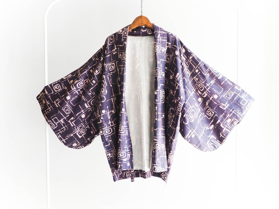 河水山 - 爱丽丝迷幻梦游 羽织 日本古董和服外套 古着 - 女装上衣 - 其他材质 紫色