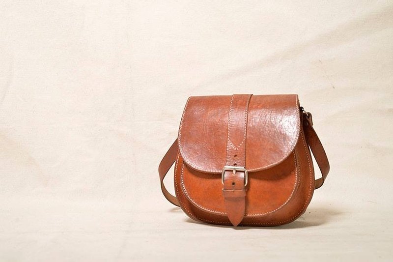Vintage 古董包 - 侧背包/斜挎包 - 真皮 咖啡色