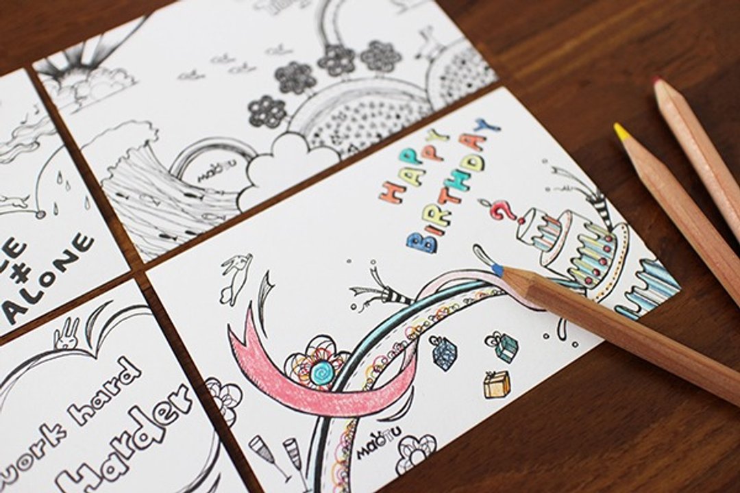 Maotu - Coloring Cards 涂鸦着色卡片 - 卡片/明信片 - 纸 白色
