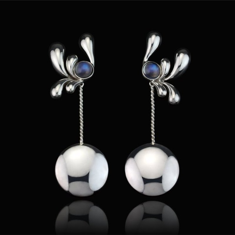 “月光映照着我的伤心之箭”，耳环作品 - 耳环/耳夹 - 宝石 灰色