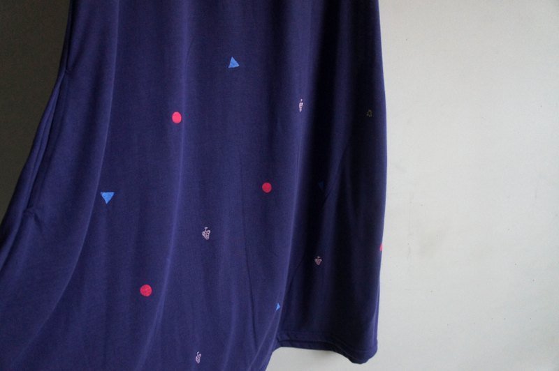 葡萄、小爆炸、▲、●长长口袋背心（已到货！！） - 裙子 - 棉．麻 蓝色