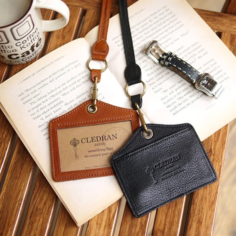 日本简约牛皮两用票夹识别证夹卡夹 仅有绿色 Made in Japan by CLEDRAN - 证件套/卡套 - 真皮 