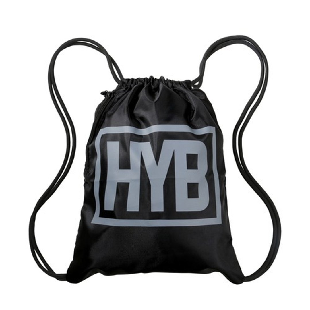韩国 Hybition 束口袋 后背包 Gymsack 黑色品牌文字LOGO - 束口袋双肩包 - 防水材质 黑色
