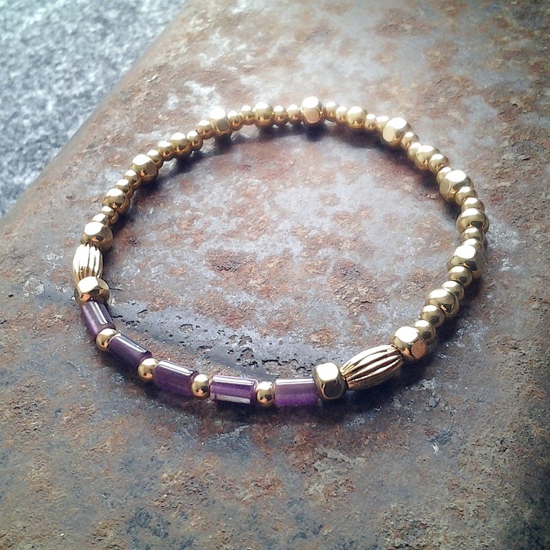 EF黄铜手链流金岁月NO.31紫色猫眼石 (剩二条) - 手链/手环 - 其他材质 紫色